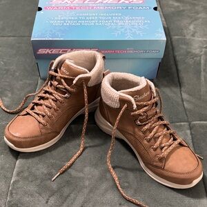 Skechers Tan High-Top Sneakers with Warm Lining